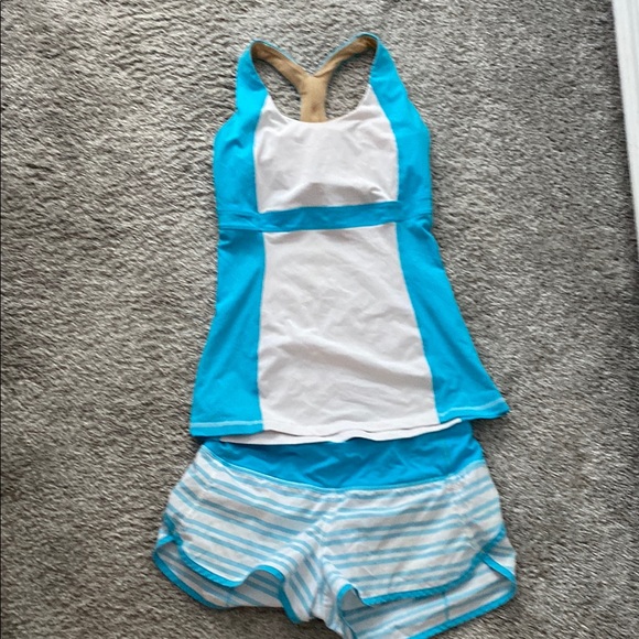 lululemon athletica Blue and White Athletic Shorts